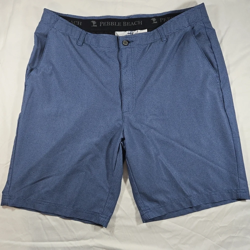 Pebble Beach Men's Blue Shorts Flat Front Vacation Resortwear Golf Travel